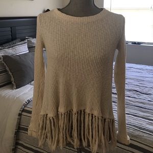 Anthropologie Fringe top with open back